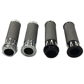 JIAHER Motorcycle Grips 1 inch Motorcycle Hand Grips 1 Pair 25mm Black Motorcycle Parts CNC Edge Handlebar Grips for Harley Sportster 883 XL1200 Dyna Softail Touring Bike Grips (Silver)