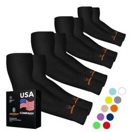 ARMORAY Arm Sleeves for Men or Women Basketball Golf Running Football Cycling (Black 4 Pair)