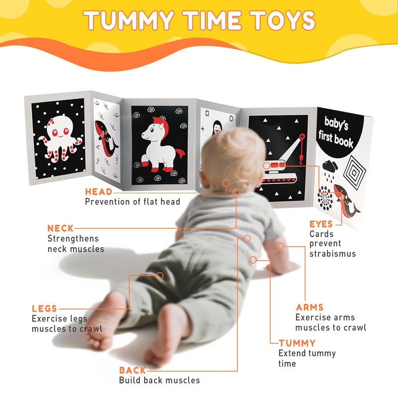 High Contrast Baby Flashcards with Black and White Tummy time