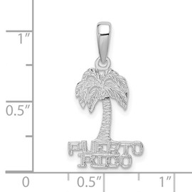 JewelryWeb 925 Sterling Silver Rhodium Plated Polished Puerto Rico Palm Tree Pendant Necklace 26.26mm long-Pendant for Women