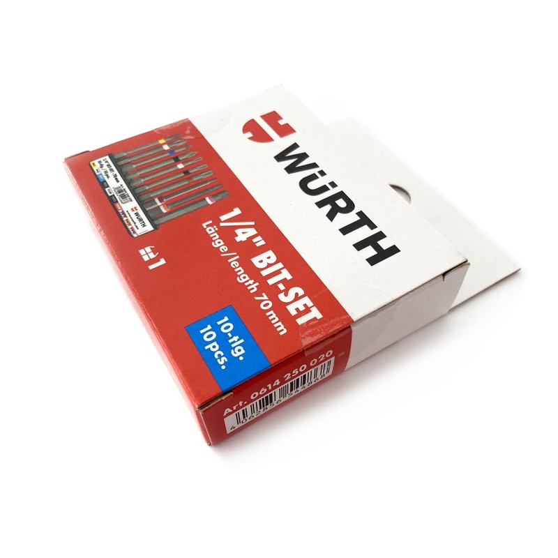 Würth Bit Assortment 1/4 Inch with Belt Clip 10-Piece Length
