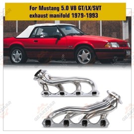 GEARZAAR For 1979-93 Mustang 5.0 V8 GT/LX/SVT Stainless Steel Exhaust Manifold Headers P