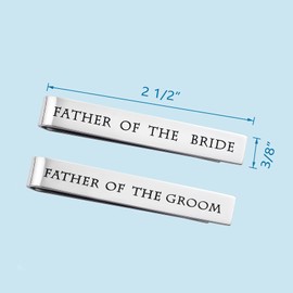 Stainless Steel Tie Clip Wedding Set - Father of The Groom Tie Clip - Father of The Bride Tie Bar