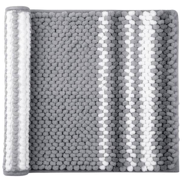 PiccoCasa Extra Soft Chenille Bath Mat 43 x 61cm, Dark