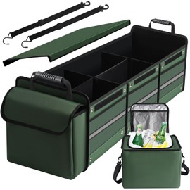 Iron Tree Organizador para Maletero de Coche - Organizador de maletero convertible grande de 3 compartimentos,con correas de amarre y bolsa térmica aislada a prueba de fugas,Organizador de maletero