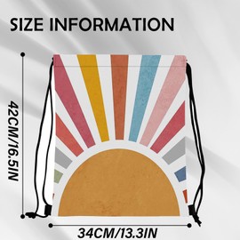 BHAHB Drawstring Backpack Draw String Bag Sports Gym Bags Waterproof Cute Aesthetic Sackpack for Women(13"×17")-Rainbow