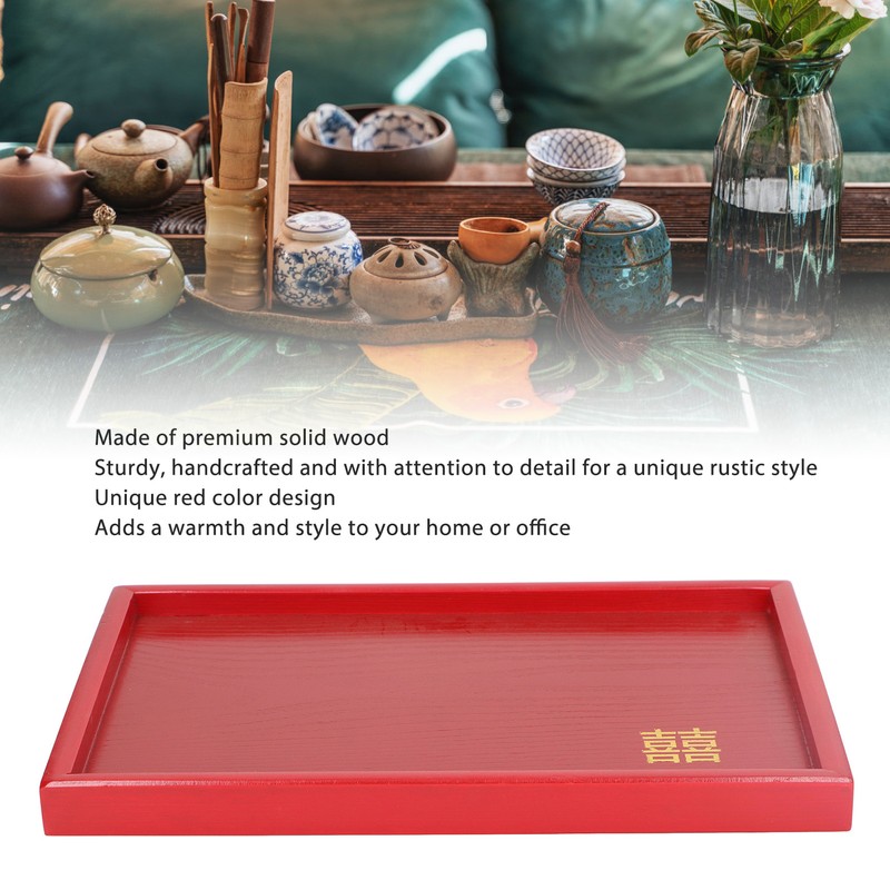 Wood Serving Tray Decorative Serving Platter Snack Fruit Plate for