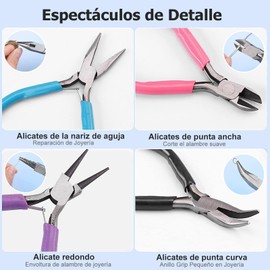 Juego de 4 Alicates para Joyas, Pinzas para Bisuteria y Joyeria Herramientas, Alicates de Joyería, Alicates para Hacer Joyas, Kit de Fabricación de Joyas para Suministros de Fabricación de Joyas.