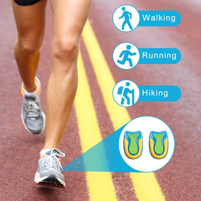 2 Pairs Gel Heel Pads for Plantar Fasciitis Relief -