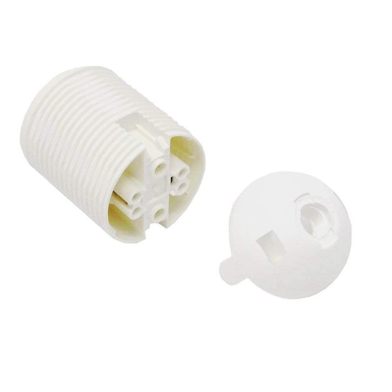 Socket E27 Thermoplastic White with Threaded Sheath and Attachment Cap
