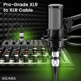 GEARit XLR Male to Female Microphone Cable (6 Feet, 6-Pack) 3-Pin Balanced Shielded Mixer, Recording Studio, Podcast - Black