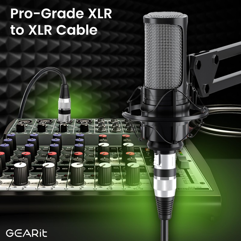 GEARit XLR Male to Female Microphone Cable (6 Feet, 6-Pack)