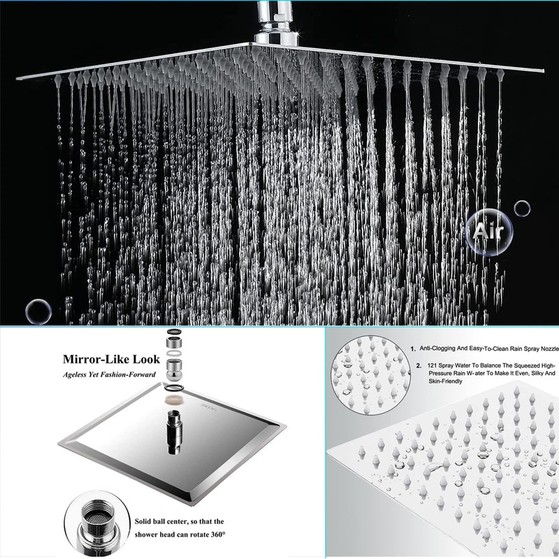 rain shower head with handheld spray,10''High Pressure Rainfall Shower Head