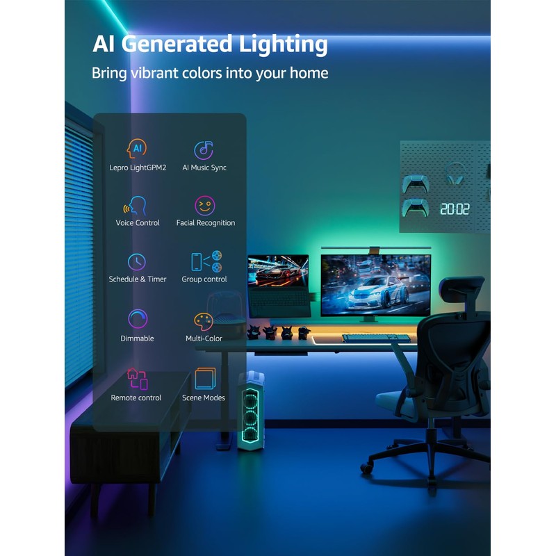 Lepro SE1 AI Smart LED Strip Lights - 32.8ft RGB