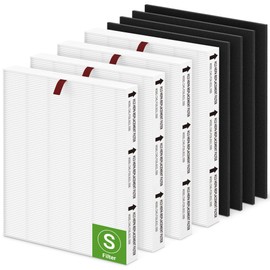 C545 HEPA Replacement Filters S Compatible with Winix C545, Replacement for Winix S Filter Part 1712-0096-00 and 2522-0058-00, 4 True HEPA Filter + 4 Activated Carbon Pre-Filter