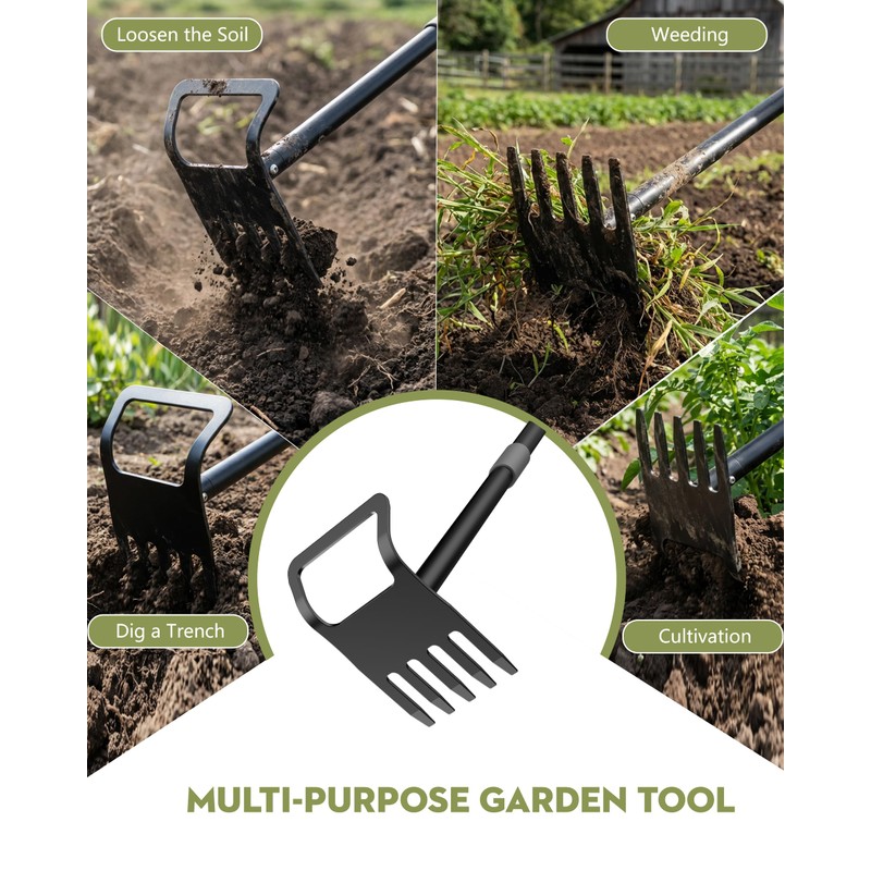 Garden Hoe, 60 Inch Adjustable 2-in-1 Hoe Garden Tool, Sharp