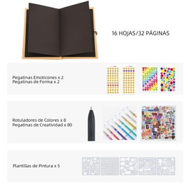 Libro de Aventuras Up,Album de Fotos,21x15cm,con 84 Pegatinas,8 Bolígrafos de Colores,5 Plantillas,1 Fijo,Álbum de Fotos de Bricolaje, para Regalos de Cumpleaños,Navidad,Parejas,Aniversarios de Boda