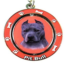 E&S Pets Blue Pit Bull Spinning Double Sided Key Chain, KC-26b