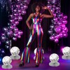WUIOWPPIC 6 Pcs Silver Disco Theme Party Honeycomb Centerpieces
