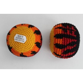 Handmade 2x Handmade Guatemalan FLAME KICK BALLS - 2pc Fire Hacky Sack style foot bags