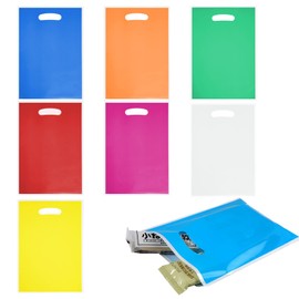 Pack of 35 Plastic Gift Bags, Plain Packaging Bags, Party Favor Bags, Lightweight Gift Bags in 7 Colours, Christmas Filler Packaging Bags for Birthday, Christmas