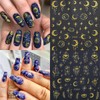 8 Sheets Star Sun Nail Art Stickers 3D Self-Adhesive Gold