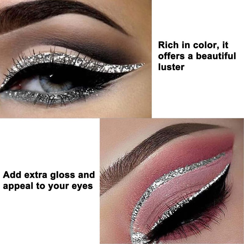 Smudge-proof Silver Glitter Eyeliner - Liquid Glitter Eyeshadow with Waterproof