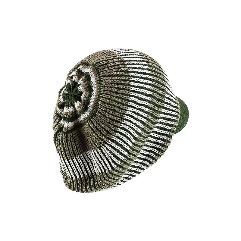 Armycrew Striped Dreadlock Deep Shell Knitted Cotton Beanie Visor Cap