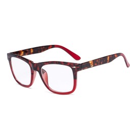 Eyekepper Readers Square Large Lenses Spring-Hinges Reading Glasses Women Tortoise/Red +1.50