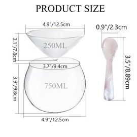 Caviar Server Set, Glass Caviar Chiller Server Set with 2 Pcs Shell Caviar Spoons Drinks Holder Chiller Shrimp Cocktail Liquor Martinis Cocktails Dish for Caviar, Cocktail Chiller (Large)