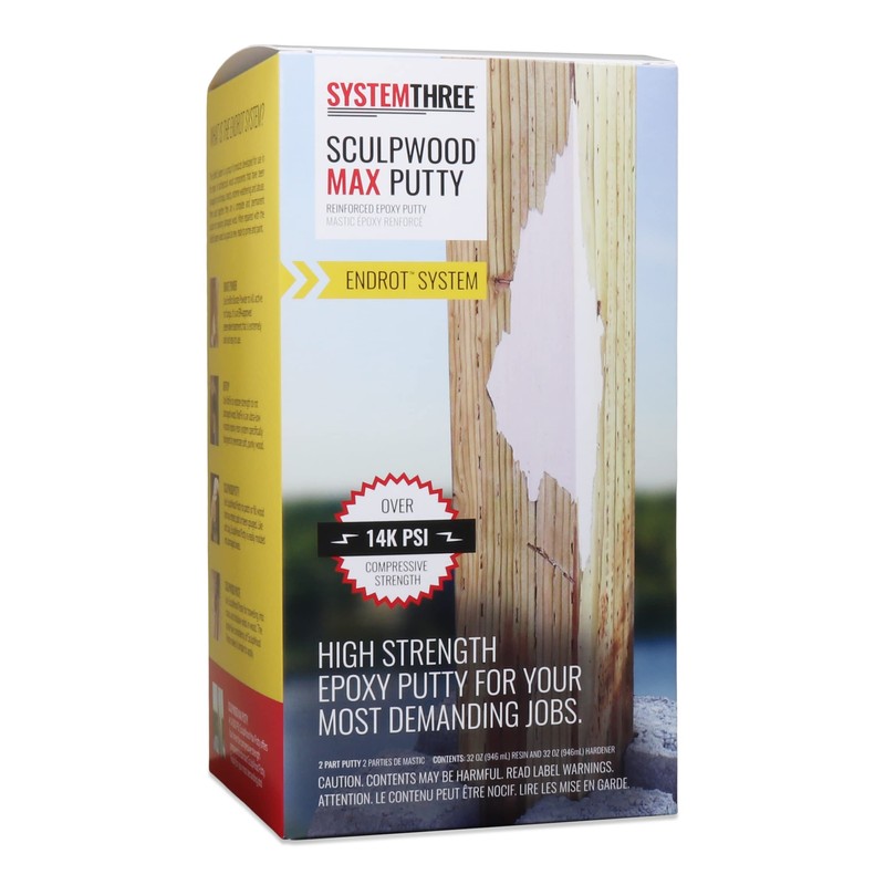 System Three SculpWood Max Putty Epoxy Wood Filler, 1/2 Gallon