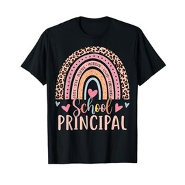 School Principal Rainbow Leopard Funny School Principal T-Shirt
