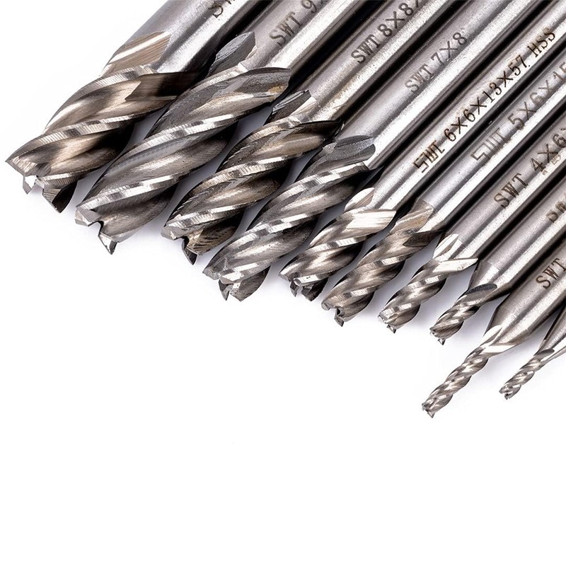 WYJREES 10pcs 4 Flute End Mill Drill Bit Cutter End