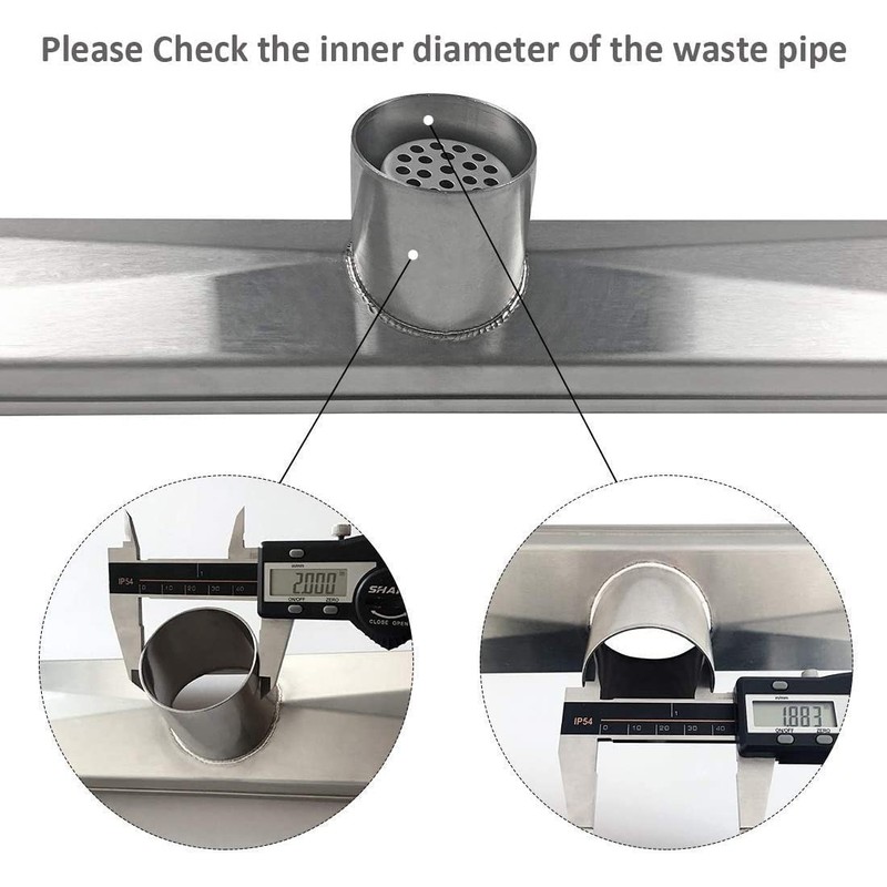 Neodrain 40-Inch Linear Shower Drain with Removable Quadrato Pattern Grate,Brushed