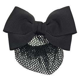 [KOEIDO Beauty Hair] Barrette, Chignon, with Fine Knitting Net, Grosgrain Ribbon, Made in Japan, Black