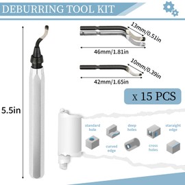 Deburring Tool with 15 High Speed Steel Blades, Deburring Tool 3D Printing, Deburrings Tools for Metal, Resin, Copper, Plastic, PVC Pipes, 3D Printed Edges (1 Silver Handle)