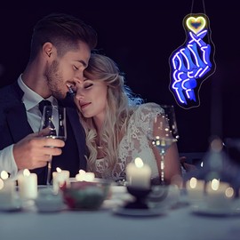 Gdbkabf Neon Sign, Hand Neon Signs for Wall Decor - Love LED Signs for Bedroom, Man Cave, Party, Club, Bars - USB Powered Light Up Sign Decorations