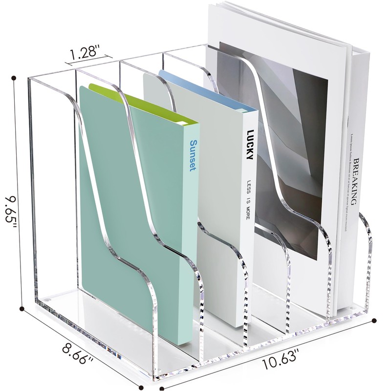 SANRUI Acrylic Desk Organizers, Clear Magazine File Holder, 5 Vertical
