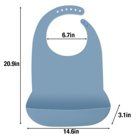Emptycolor Silicone Adult Bib for Men & Women Waterproof Bib with Food Catcher, Adjustable & Washable Adult Bibs for Elderly Eating, BPA-Free, Blue
