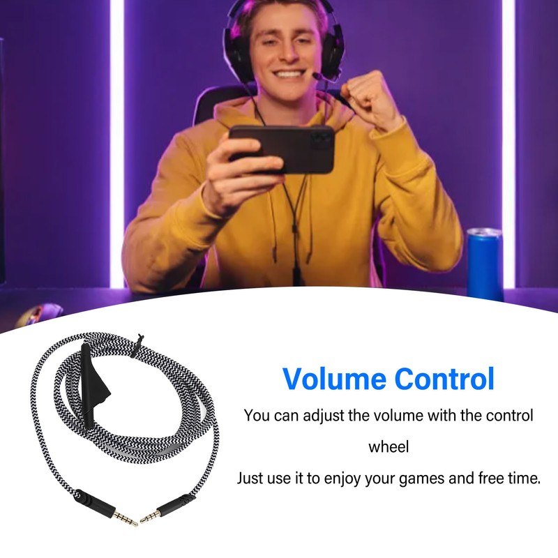 Gaming Headset Extension Cable Replacement Braiding Headphone Extension Cord with