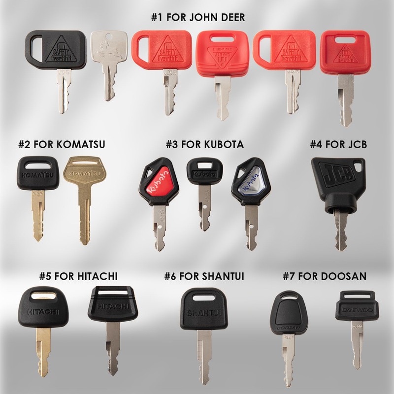BYPARTSJC 44 Pcs Equipment Keys Master Set,Construction Machinery Key for