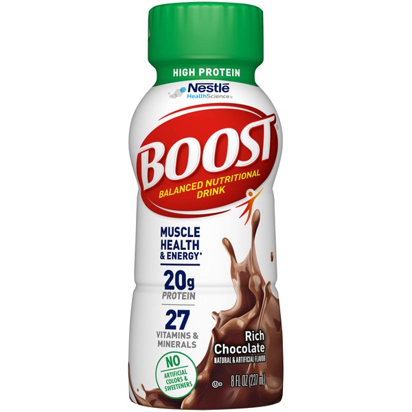 BOOST High Protein Balanced Nutritional Drink, Rich Chocolate, 8 FL OZ (Pack of 12)