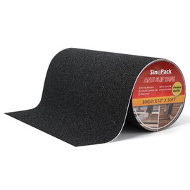 SinoPack Anti Slip Tape Black - 12Inch x 30FT Non Skid Ramp for Outdoor, High Traction Abrasive Adhesive Anti Slip for Stairs Step