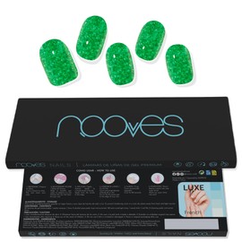 NOOVES Nails Premium Precured Gel Nail Foils, Jade Glitter, Green, Semi-Hardened Gel Nail Strips, Semi-Permanent Gel Stickers, Gel Nail Stickers, Gel Nail Stickers