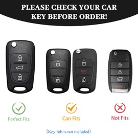 OFF WE GO for Kia Key Fob Cover, Soft TPU Protection Key Fob Case Fit for Kia Soul Kia Rio Sportage Optima Hyundai 3 Buttons Smart Remote Car Key Fob Shell Holder Accessories (Gold White)