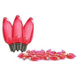 25 Pack C9 Dimmable Smooth Pink LED Retrofit Bulbs