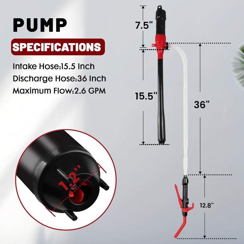 PUMPTOR Fuel Transfer Pump Battery Powered - Portable Gas Pump