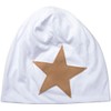 styleBREAKER Slouch Beanie With Artificial Leather Star Patch, Slouch longbeanie,