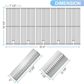 Htanch 5 Packs Cooking Grid Grates with 16631 16520 Heat Plate Set Replacement for Bull Grill Parts,for Lonestar Select 87049, Steer Premium 69009, Outlaw 26039, Brahma 57568 Grills