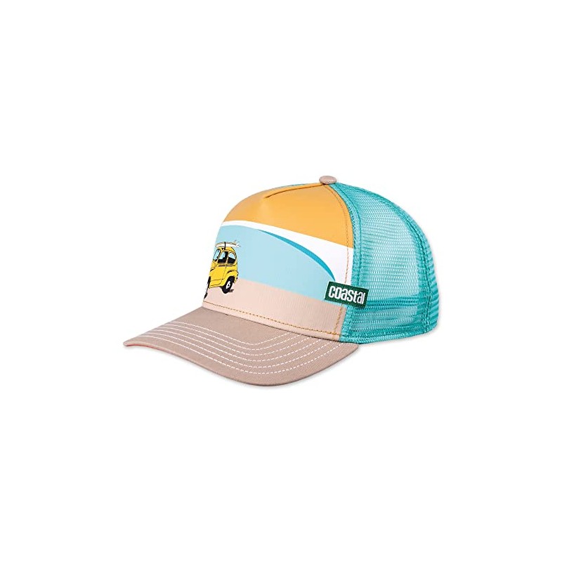 Coastal Surfy Car Khaki/Orange HFT Trucker Cap, HFT-SurfyCar-Khaki-#30325